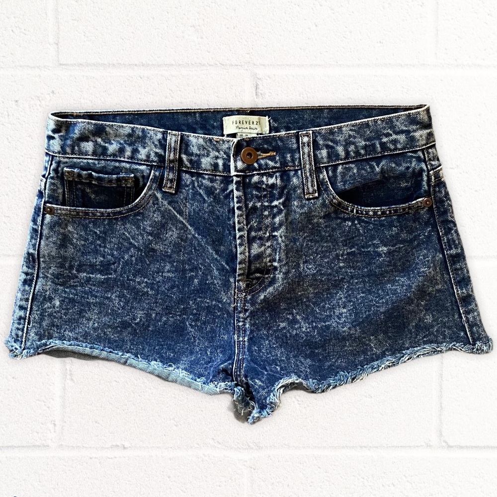 Forever 21 Acid washed denim distressed shorts